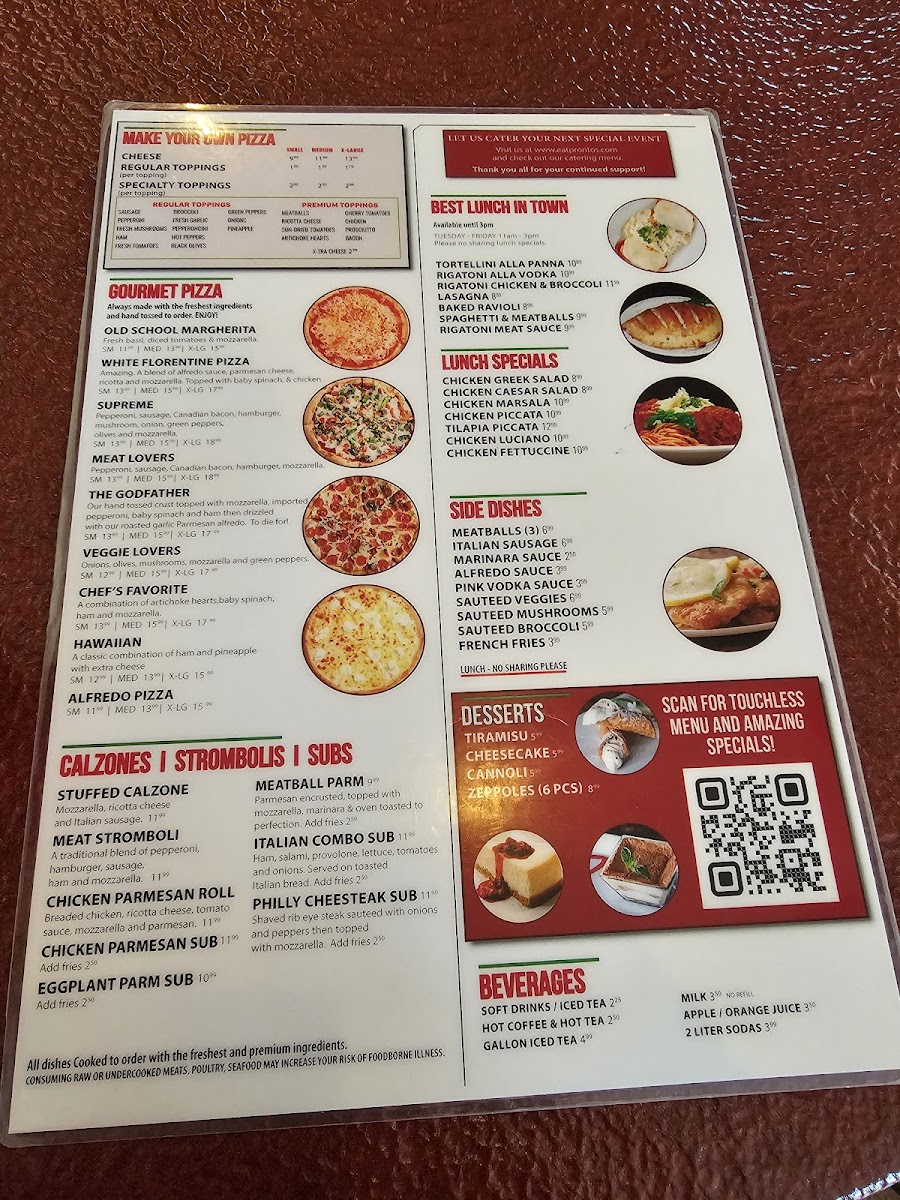 Pronto's Italian Restaurant And Pizza Menu-1
