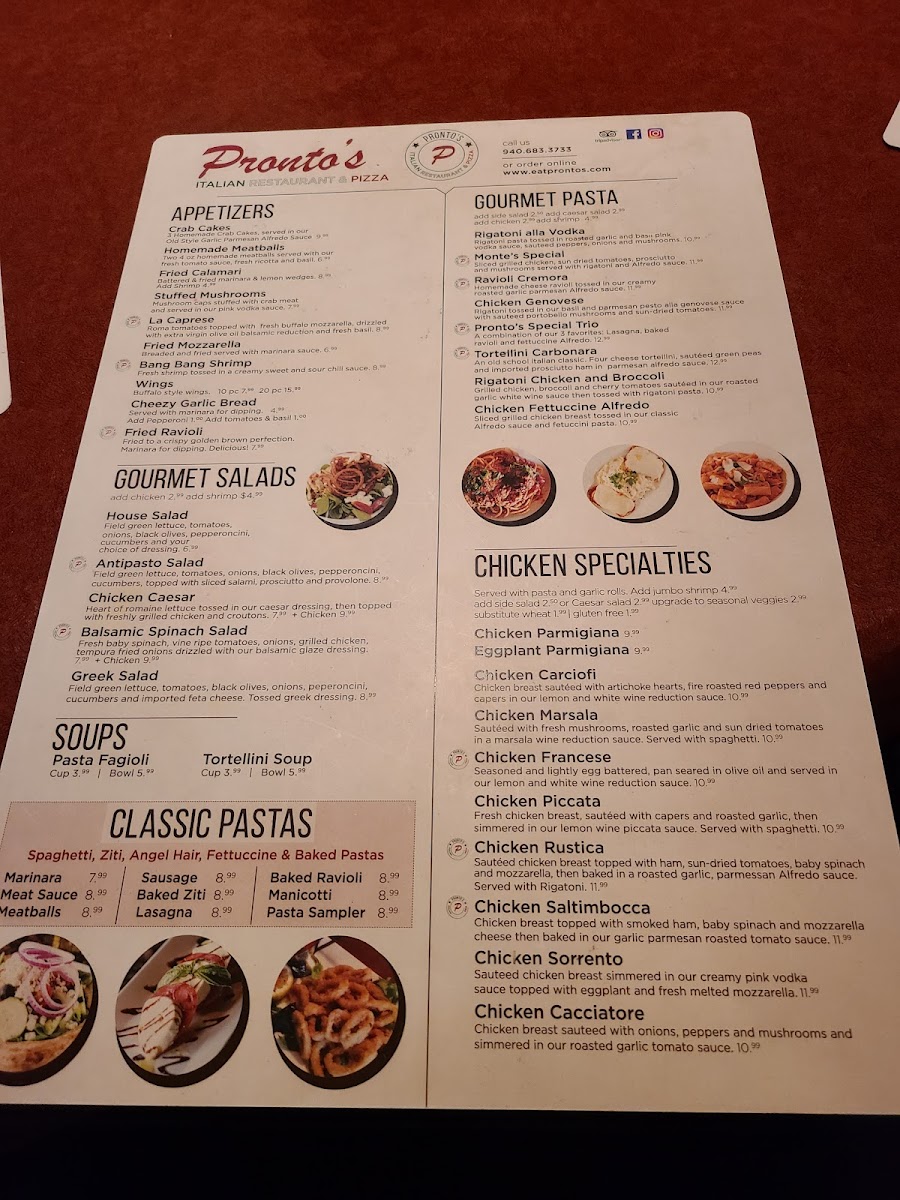 Pronto's Italian Restaurant And Pizza Menu-2